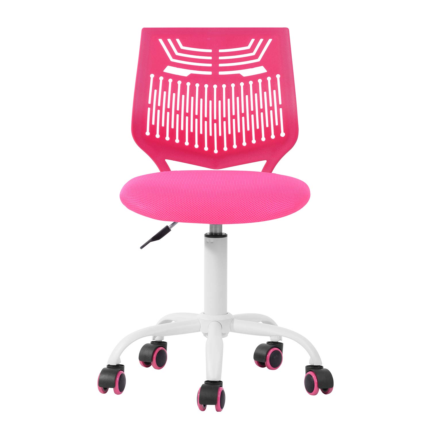 FurnitureR Silla de Gaming para niños, Silla de Oficina, Silla Gamer, Silla de Escritorio, diseño Moderno ergonómico, sin Brazos, Ajuste de Altura del Asiento, Ruedas de Goma, Rosa F