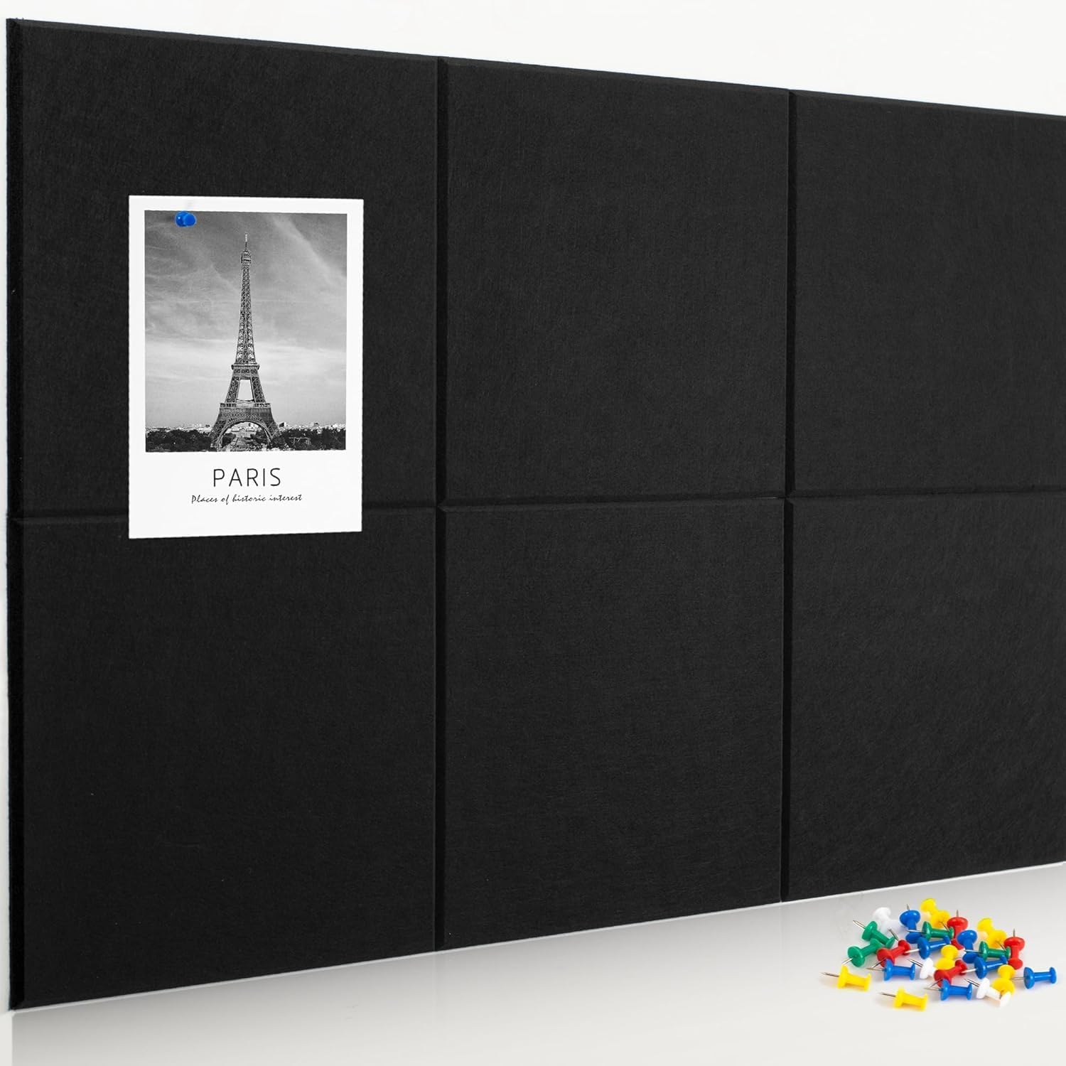 BuyLift Black Cork Bulletin Board Set of 6 (30×30 cm Each) – Wall-Mounted Notice Pin Board for Office, School, Home & Study Room