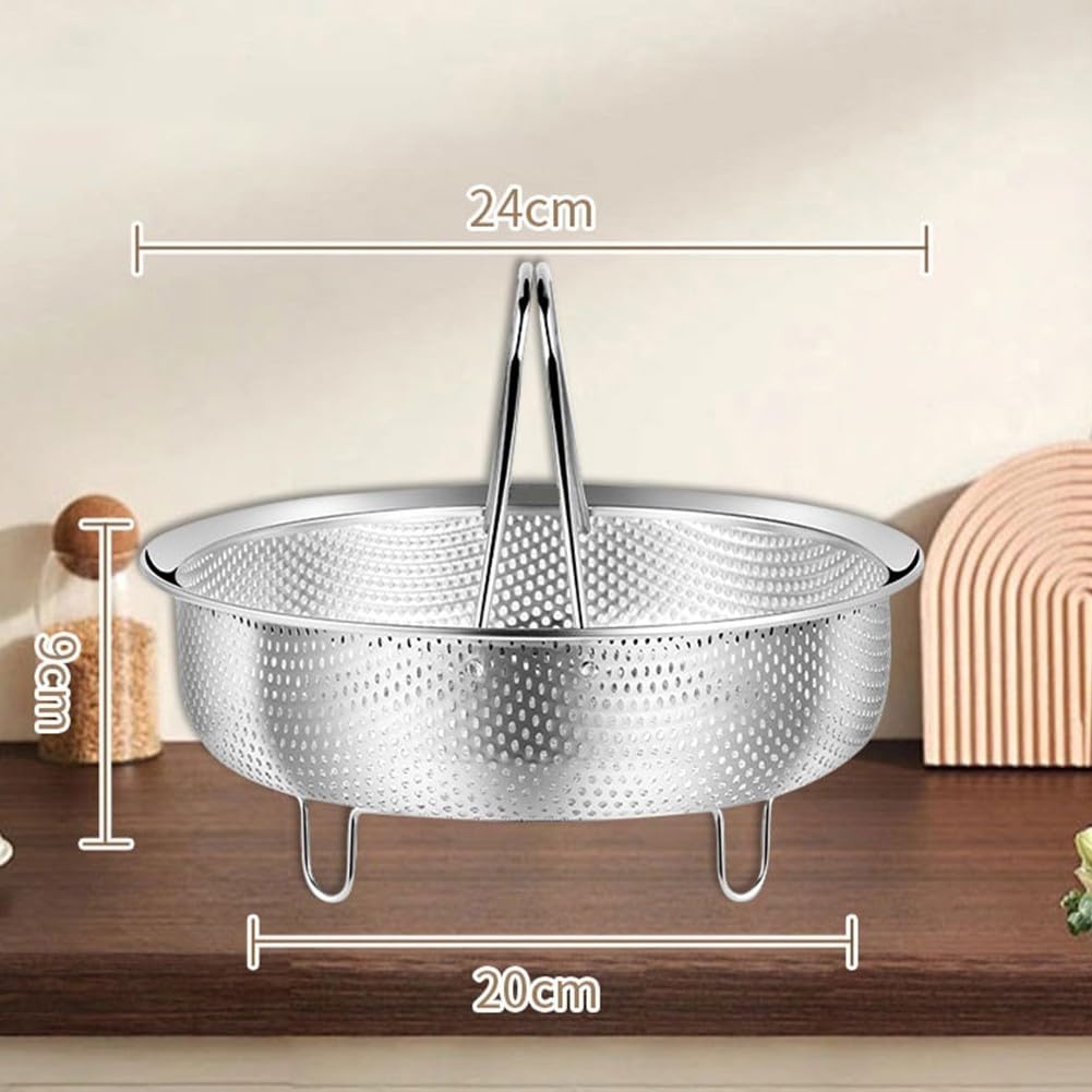 Cesta de vapor de acero inoxidable 304 con inserto multiusos para ollas de olla a presión, diámetro de 14 a 24 cm (XL)
