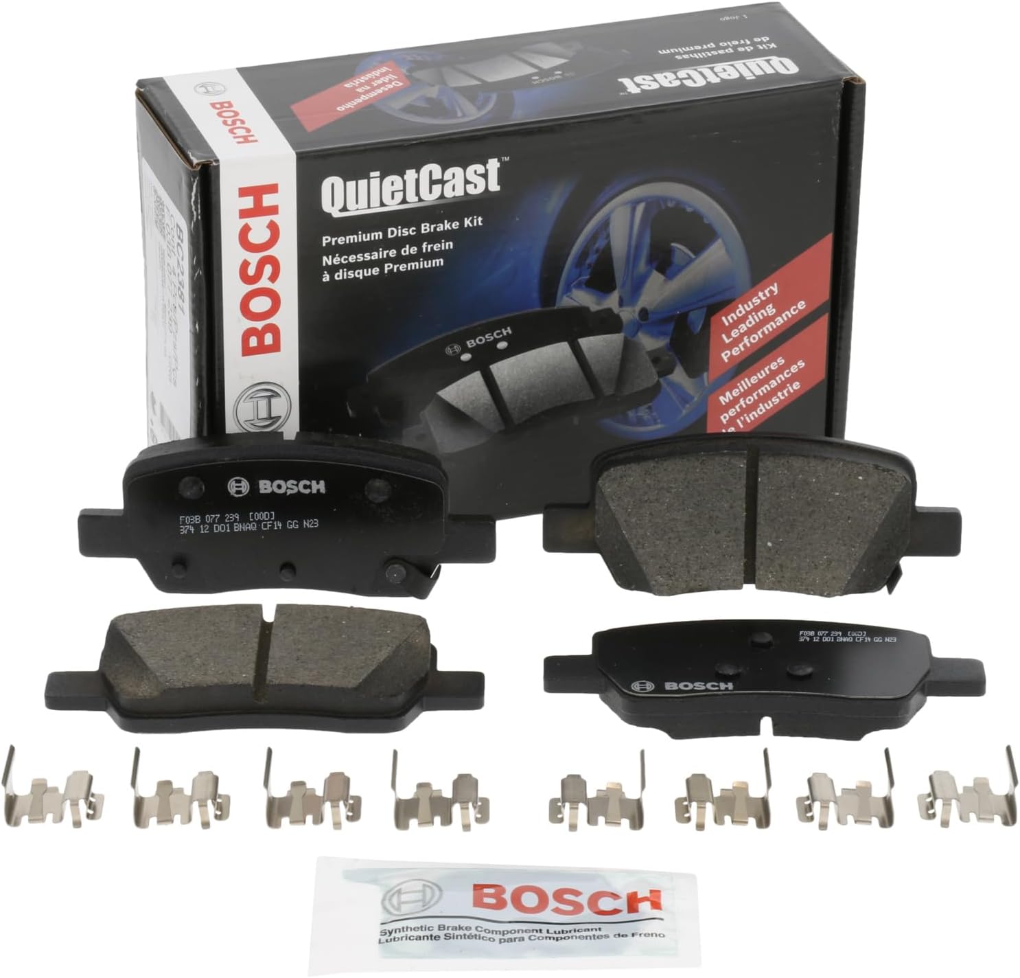 BOSCH BC2381 QuietCast Premium Ceramic Disc Brake Pad Set - Compatible with Select Hyundai Santa Cruz, Santa Fe; Kia Carnival, Sorento; REAR