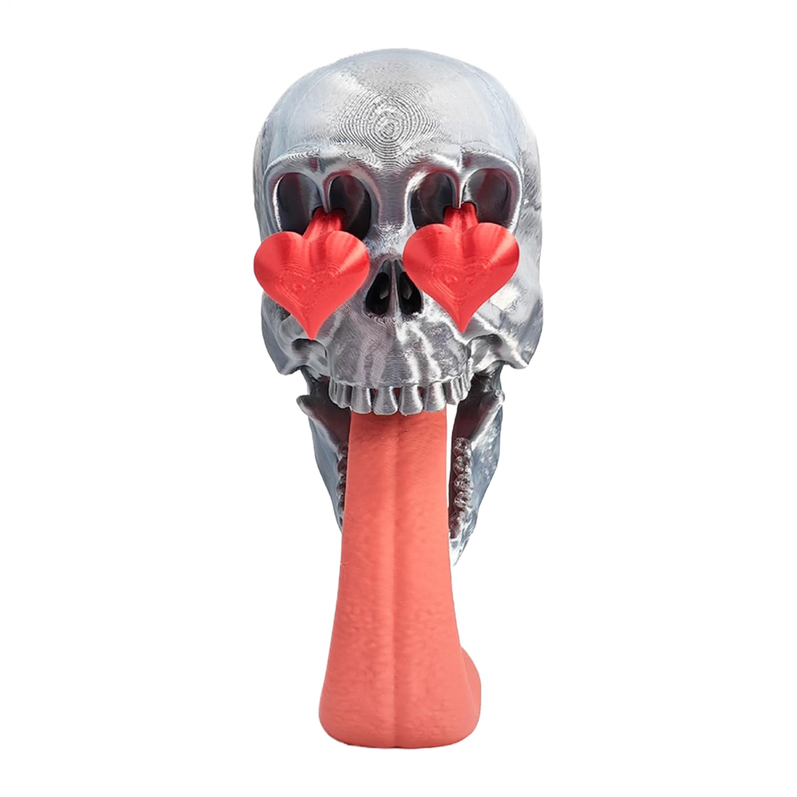 Calavera gótica impresa en 3D con corazón de San Valentín para decoración del hogar