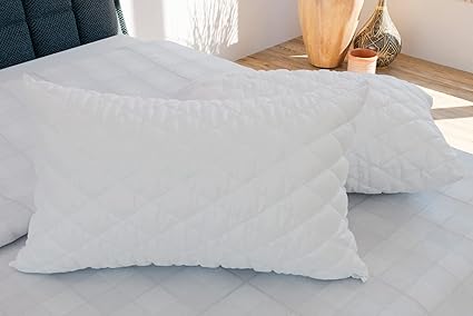 Curious Lifestyle Premium Quilted Bed Pillows for Sleeping Microfiber Filler Soft and Luxurious for Back Sleepers and Side Sleepers, Set of 2 Standard Size, 17