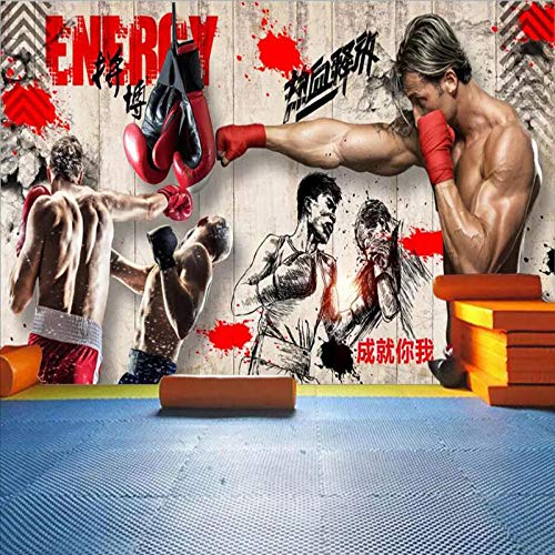 Fondo de Pantalla 3D Mural Fondo de Fitness Decoración para el   hogar Retro Gym_Fitness Wallpaper_500Cm (W) X320Cm (H)