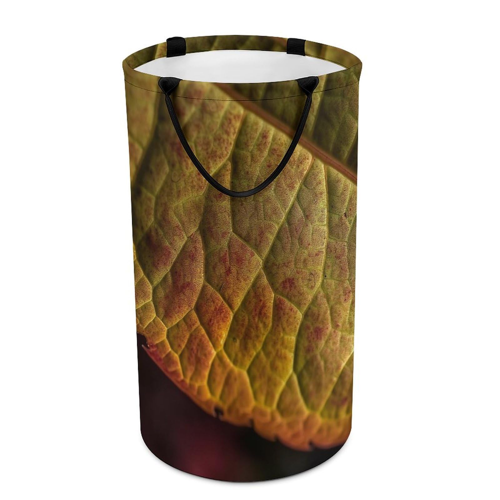 Panier à linge sale imprimé feuilles avec poignées sac linge
