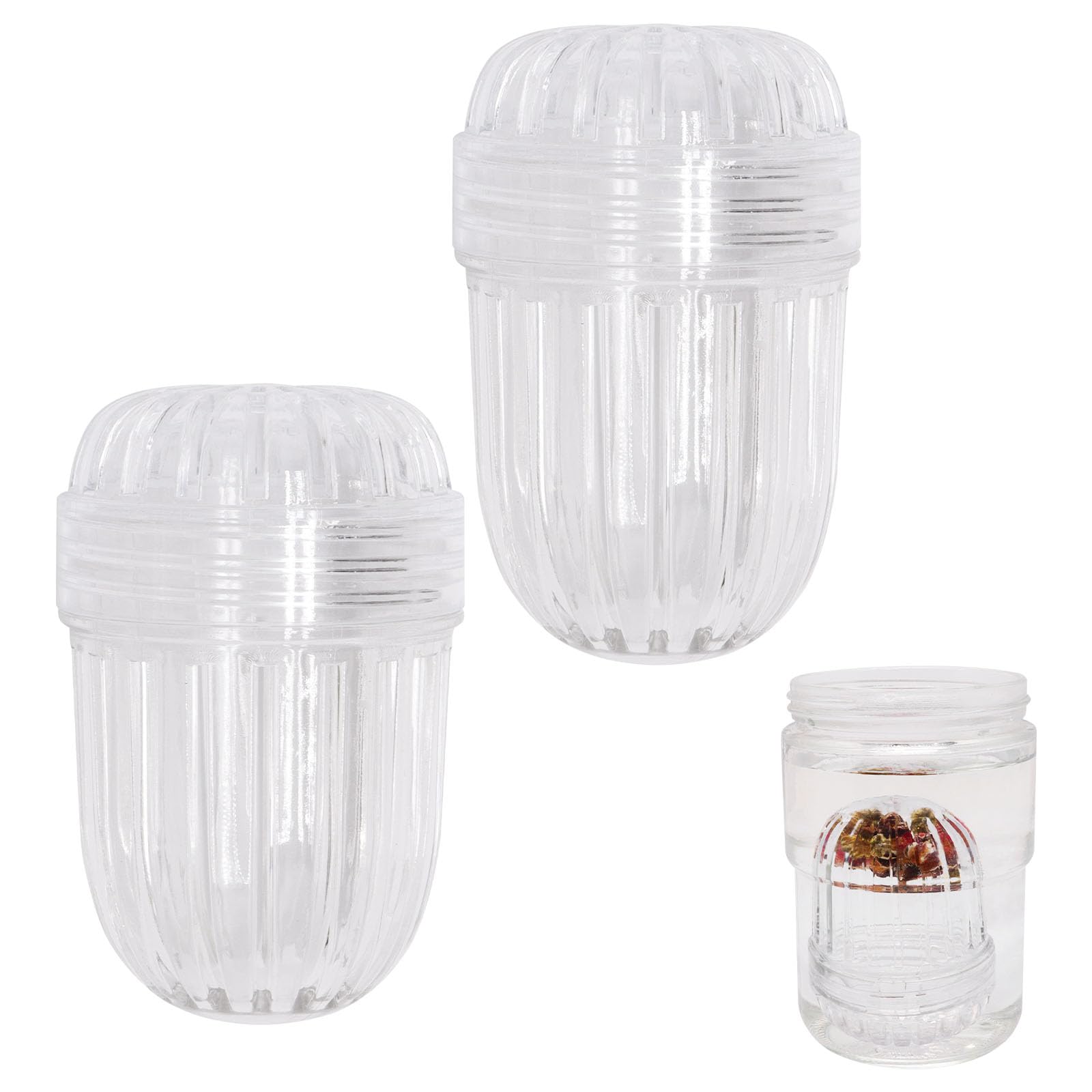 BUXIMN 2 pcs Fruit Infuser Insert, 3"×2" Clear Tea Infuser Bottle Ball for Wide Mouth Bottles, Water Bottle Infuser Insert for Loose Leaf Tea, Floral