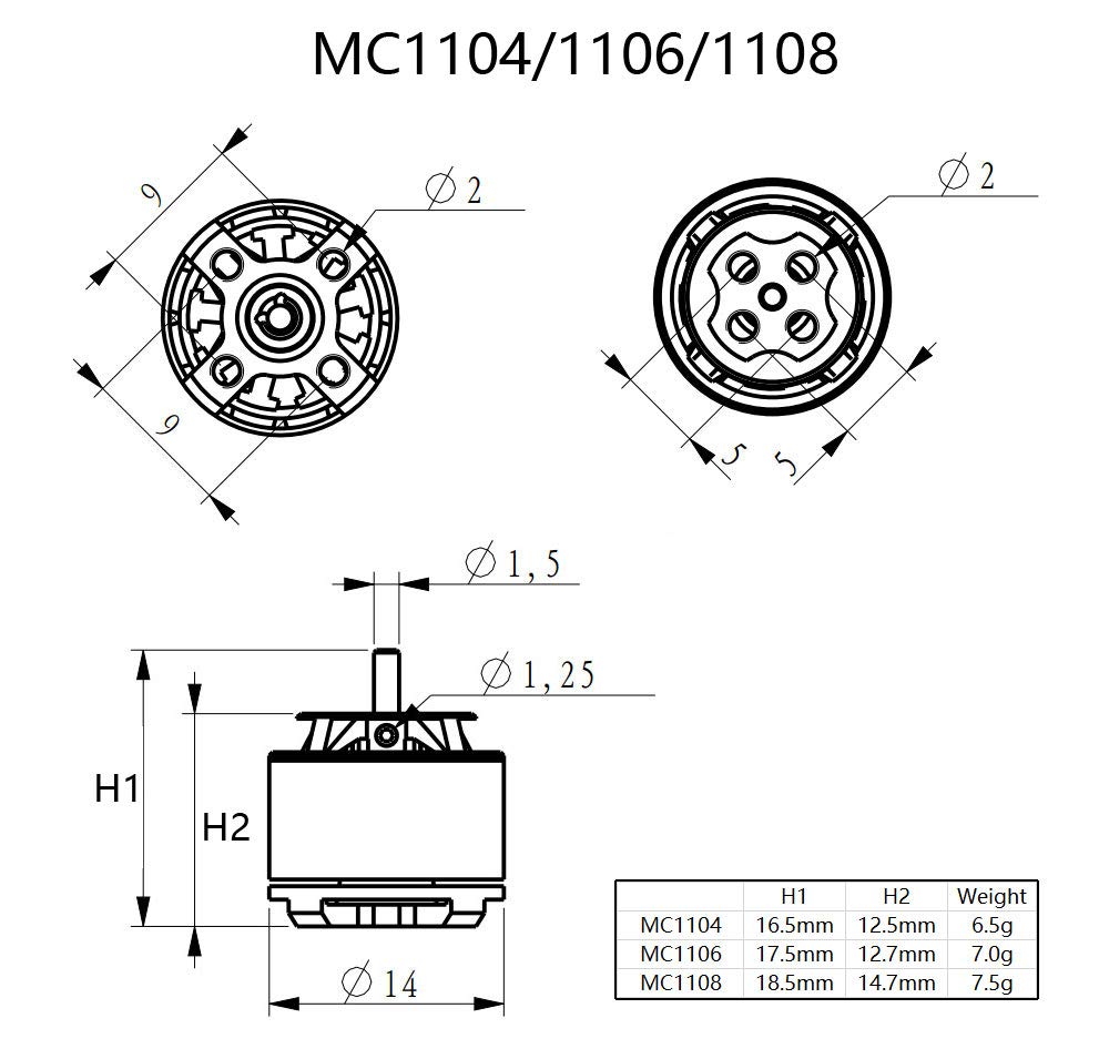 Motor micro sin escobillas 1S 3.7V MC1106-3800KV para avión de interior de ala fija modelo F3P (MC1106A)