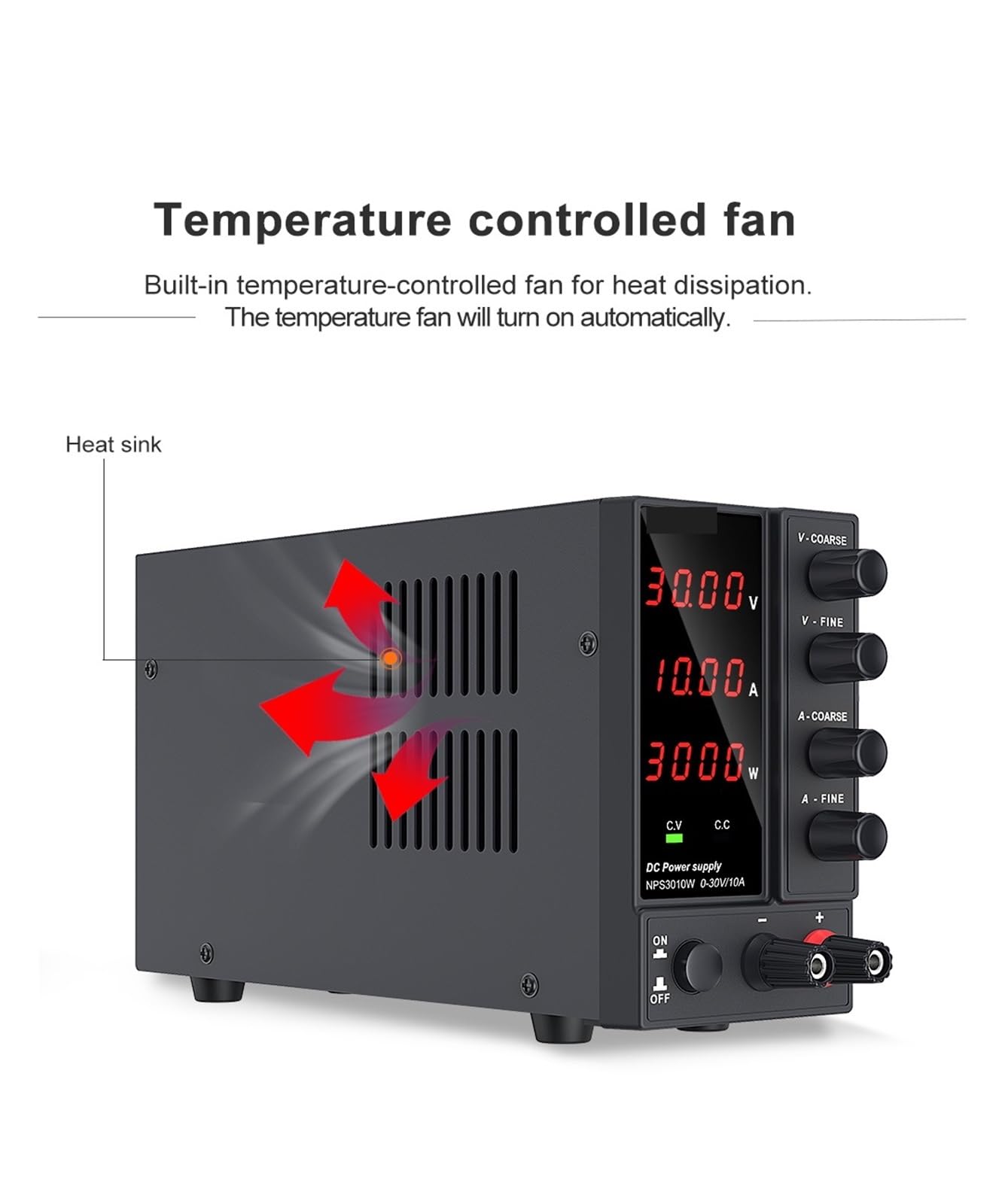 Fuente de alimentación, fuente de alimentación de laboratorio de CC ajustable de 30 V 10 A, fuente de alimentación conmutada estabilizadora reguladora de voltaje ajustable de 60 V 5 A(3 Digits 120 3A)