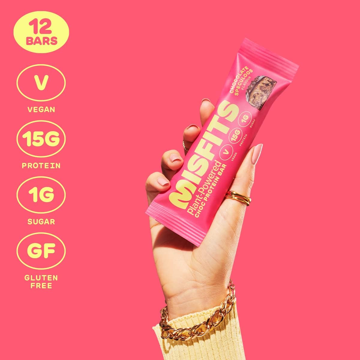 Misfits Vegan Protein Bar, Speculoos, Plant Based Chocolate Protein Bar