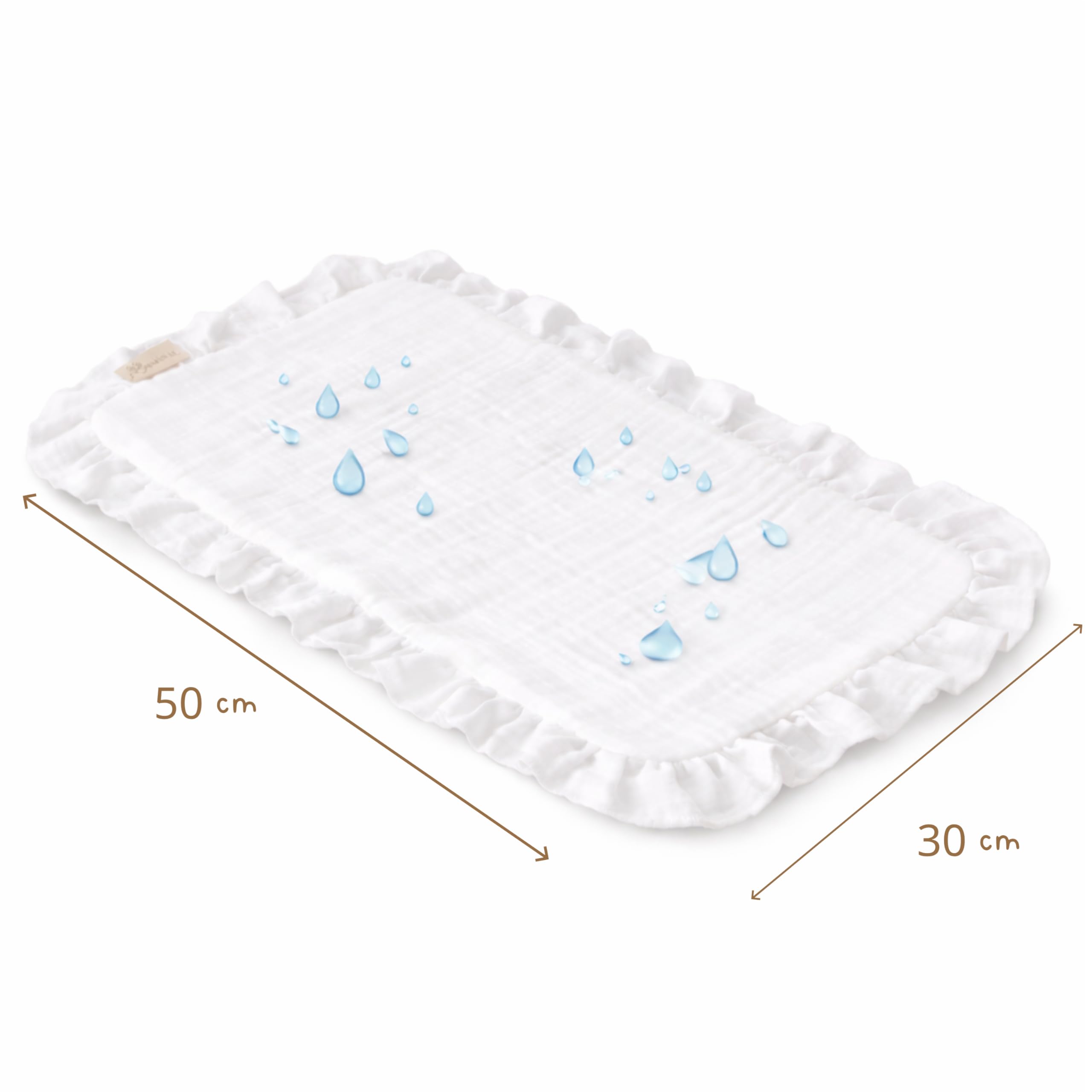 Mussole Neonato per Navicella XL 100% Cotone Mussola Spugna Protezione Assorbente Materassino Senza Plastica 50x30 cm