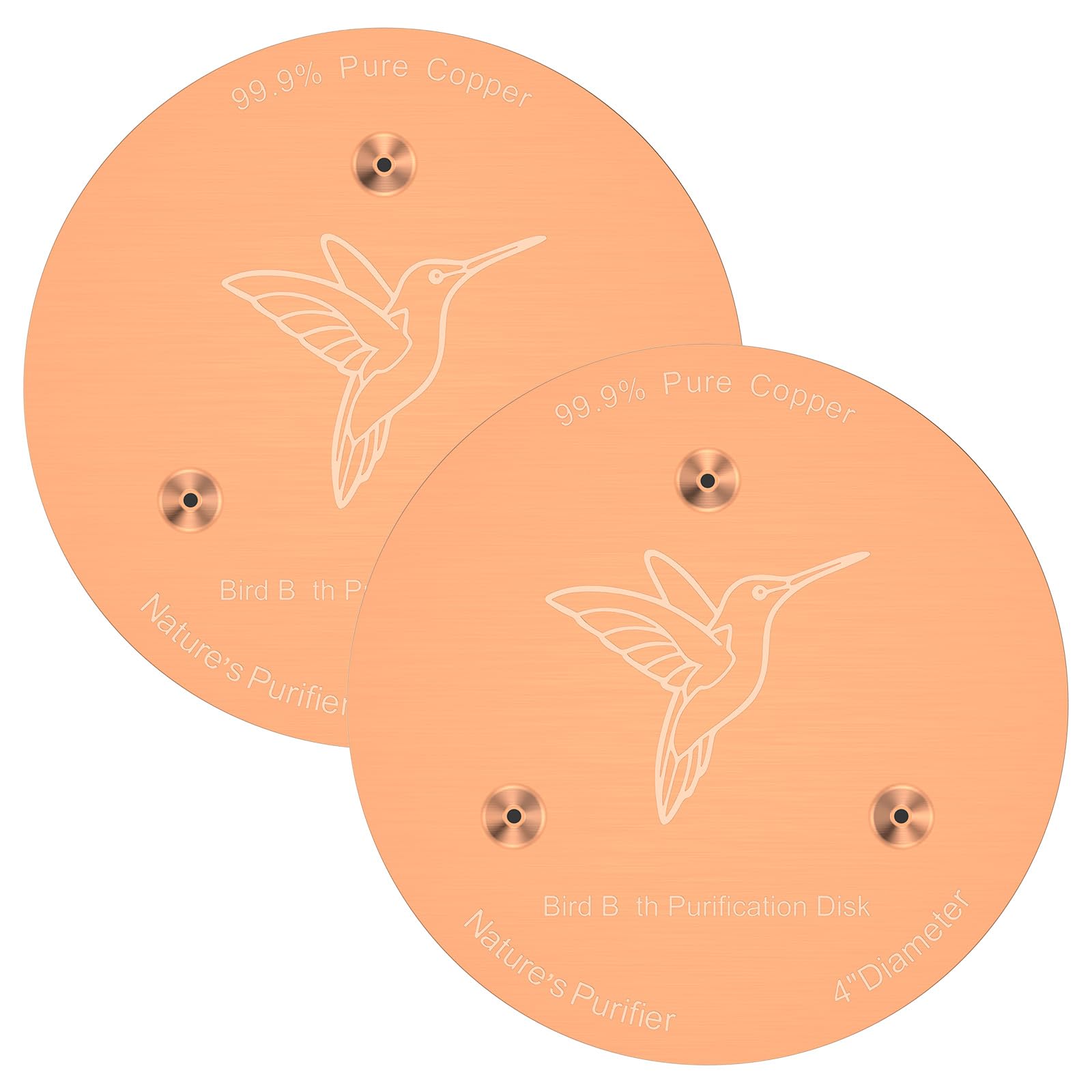 2Pcs Bird Bath Copper Disc, 99.99% Pure Copper Bird Bath Purification Disk 0.8mm Thick with Stable 3-Point Support BirdBath Cleaning Disc for Outdoor Birdbath & Fountain All-Season Cleaning (Style11)
