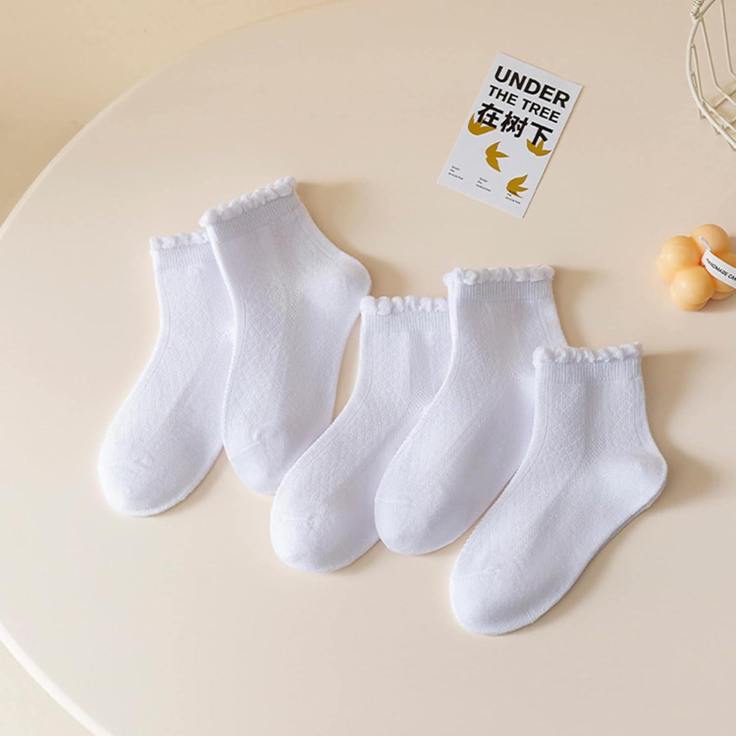 Looching 5 Pairs Toddler Baby Girls Mesh Thin Socks Summer Ruffle White Cotton Soft Low Cut Ankle Dress Socks for 2-8T Kids - Image 8