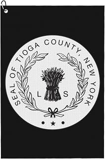 Seal of Tioga County, New York Golf Towel 16 x 24 Inch Golf Towels for Golf Bags with Carabiner Clip Waffle Microfiber Golf Towel Men Women Golf Gift
