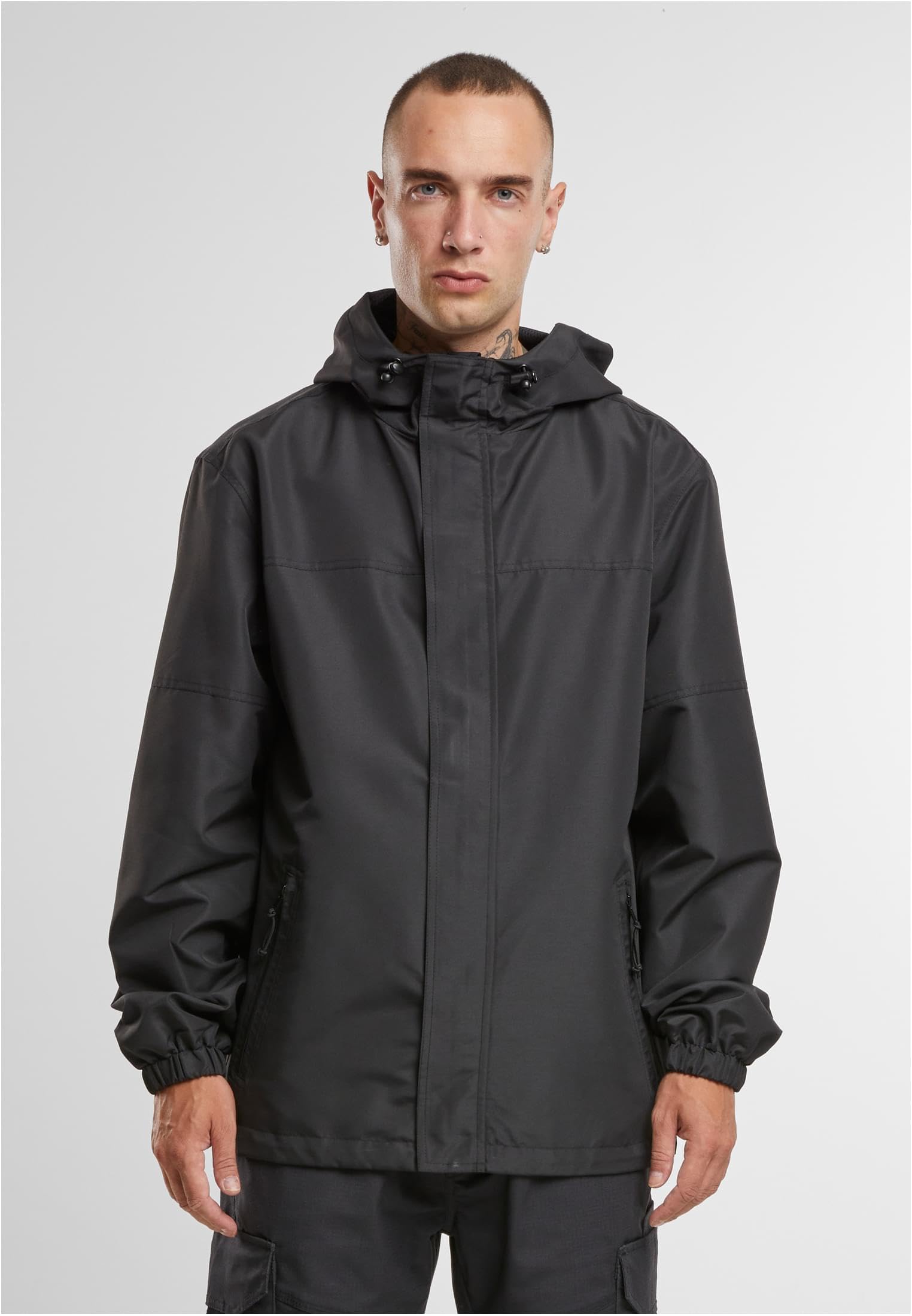Brandit Light Windbreaker Frontzip Giacca a Vento Leggera da Uomo con Zip Frontale, Nero, 6XL