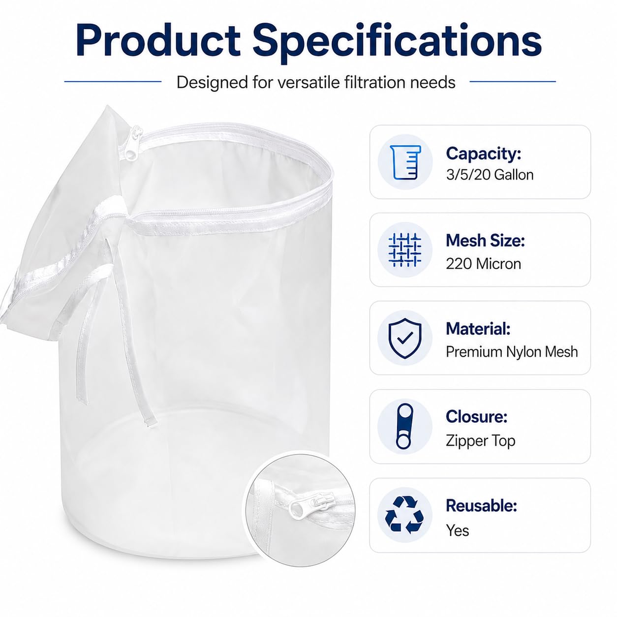 Reusable Filter Bag - 220 Micron for Gardening & More -7