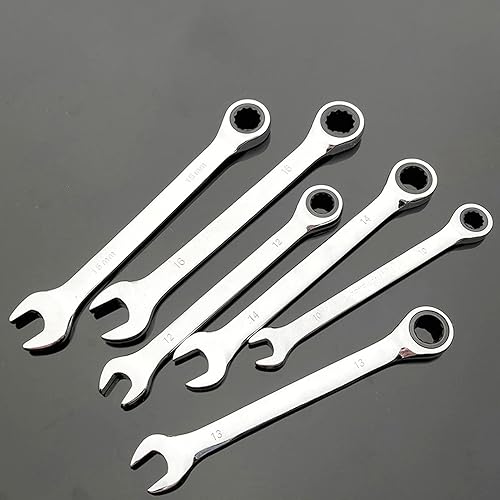 Miniatura 7 de Llave combinada de 72 dientes, llave de trinquete, 0.236-0.709 in, acero al cromo vanadio, equipo de taller de alto par multiusos