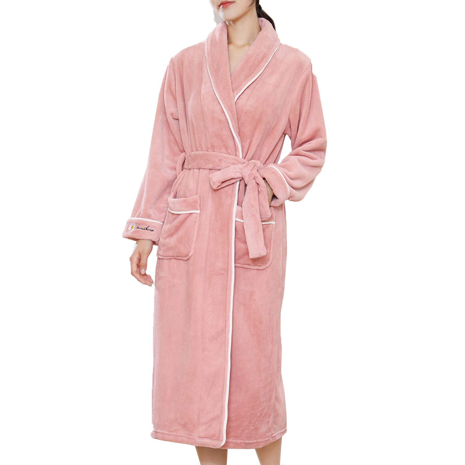 Peignoir en flanelle pour femmes, robe de chemise de nuit chaude automne hiver