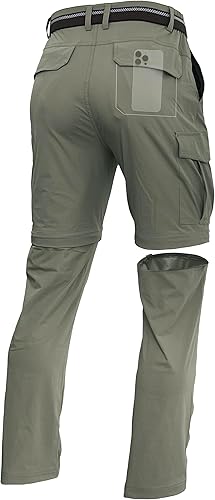 Mens Hiking Convertible Pants Zip Off Quick Dry Lightweight Fishing Safari Trave