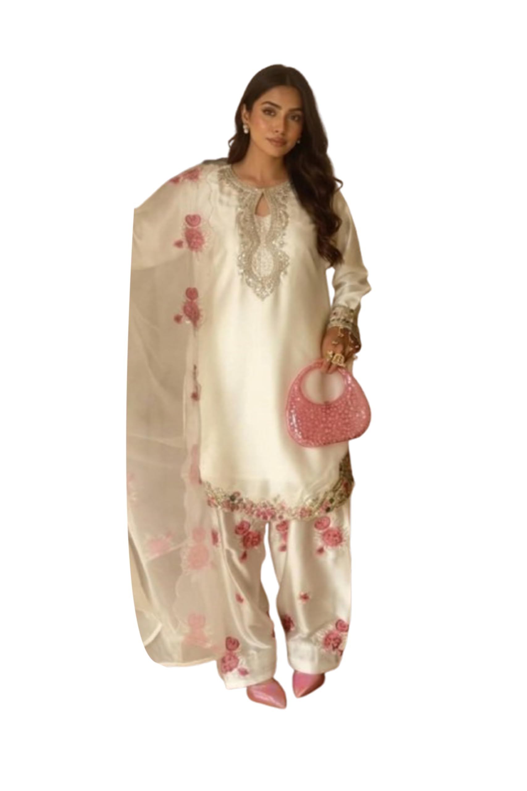 WOMEN'S Crepe Elegant Stitched Salwar Suit – Long Kurti with Embellished Sleeves, Wedding & Festival Collection (SF201526 Brown free-size)-image-29