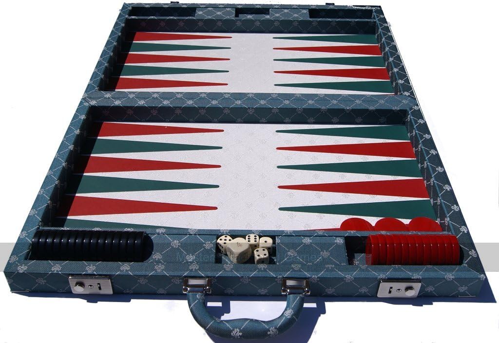 Dal Negro Prestige 21 inch Backgammon Tournament Set - Fabric Case, (Green)