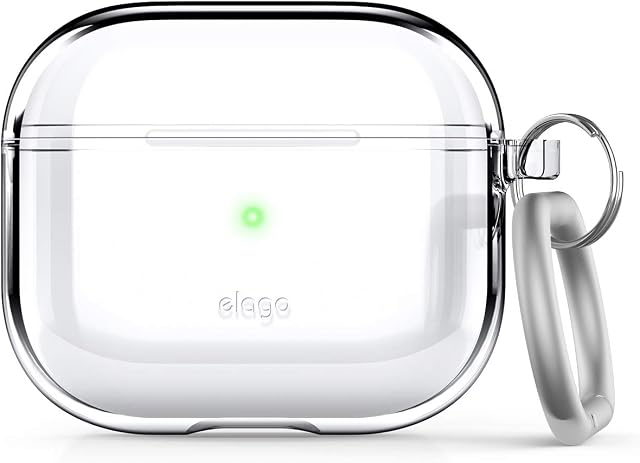 elago Clear Case with Keychain Compatible with AirPods 3 Case Cover, Gel Tape Included, Reduced Yellowing, Supports Wireless Charging (Clear)