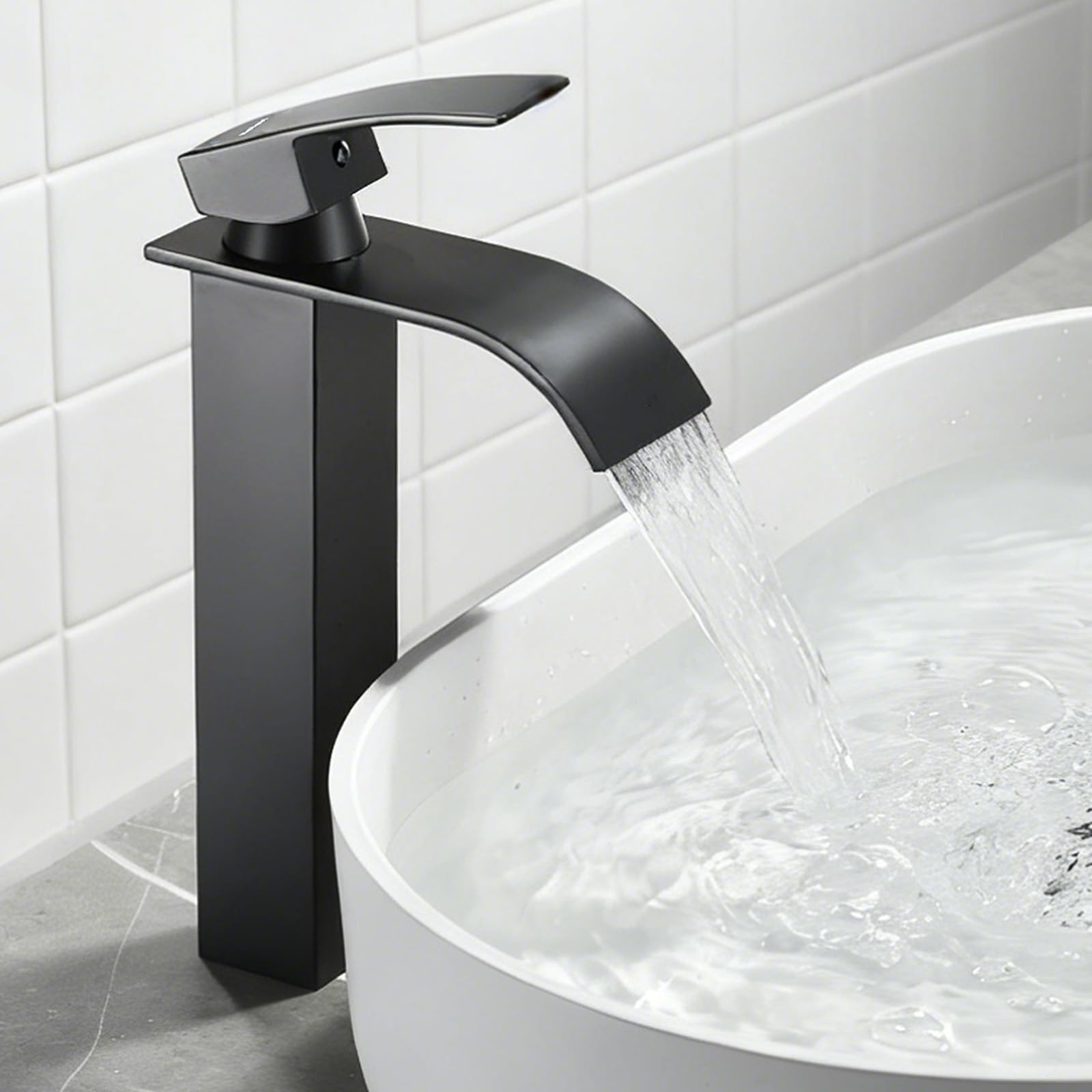 Robinet Lavabo Haut Noir Convient Aux Lavabos à Poser, Lavabo