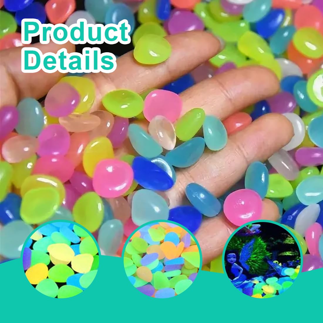 GXGM 300 piedras luminosas, piedras decorativas, piedras de jardín con luz o energía solar, adecuadas para acuarios, macetas, jarrones, exteriores, césped, pasarelas