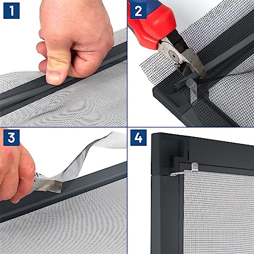 SAMUFLY Fliegengitter mit Alurahmen anthrazit 80x100cm Fensterschutz Insektenschutzgitter für Fenster Fliegennetz Mückenschutz Insektenschutzrahmen