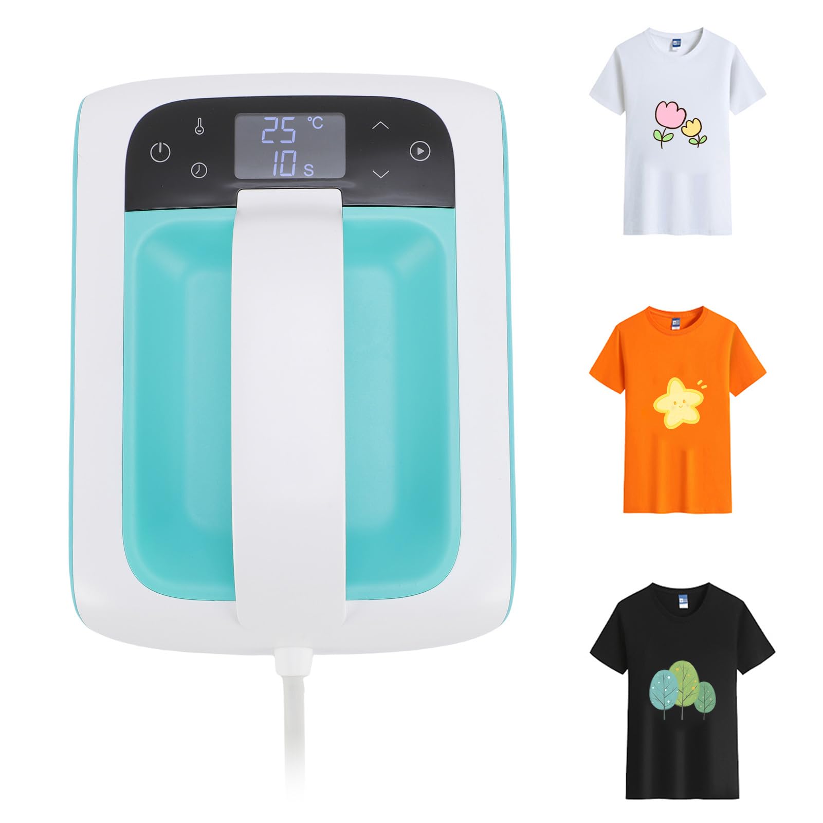 Luocute Prasa Termiczna, Przenośna Drukarka T-shirtów Cali z Wyświetlaczem LCD i Regulowanym Timerem, do Projektów Termotransferowych na Winylu Sublimacyjnym na Koszulach, (Wtyczka UE 250 V)