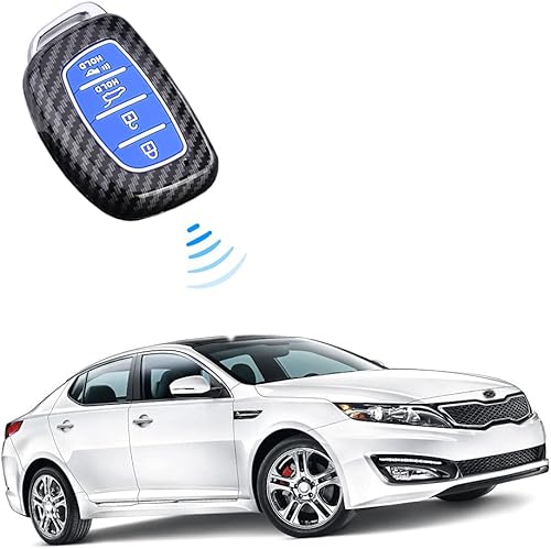 Miniatura 4 de Cubierta del llavero del protector del patrón de la fibra de carbono del ABS con los botones del silicón para 2015 Hyundai Sonata Tucson Elantra