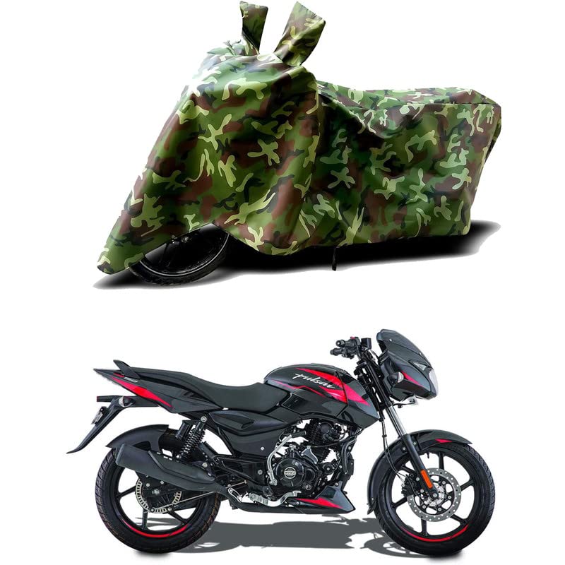 Image of 100% Water Resistant Bike Scooty Two Wheeler Body Cover Compatible for Bajaj Pulsar 150 BS6 /UV-Rays /Heat Protection /Birds Dropping /Scratchproof /Dust Proof /Waterproof /All Varient[Green MJ]