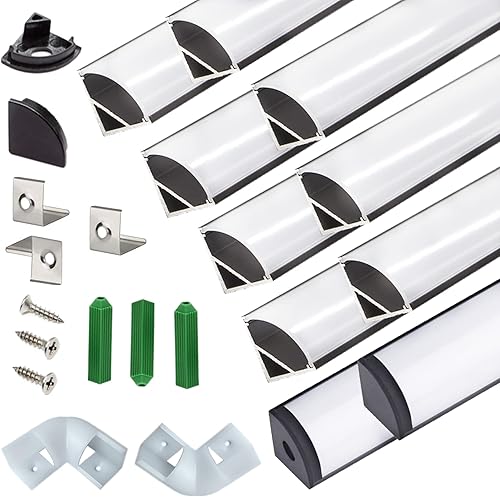 THMOOTHER Difusor de canal LED negro con forma de V de 3.28 pies, resistente a los rayos UV, paquete de 10 perfiles de aluminio con cubierta