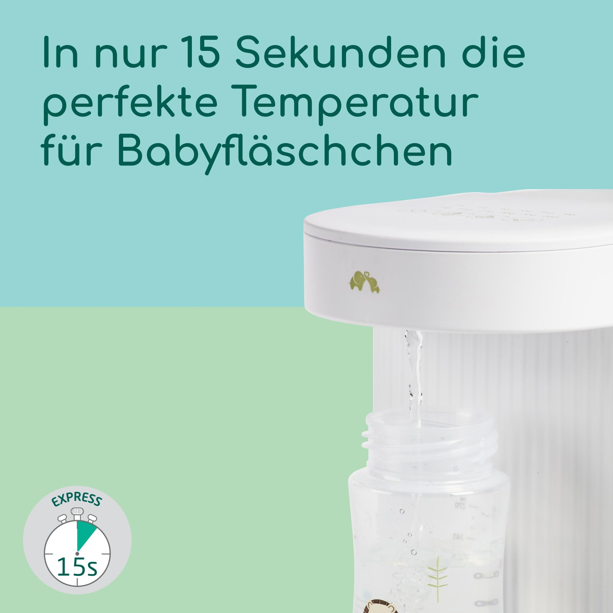 Bebeconfort Instant-Flaschenzubereiter Baby, Genaue Temperatur in Sekunden, Der Leise, Schnelle Babyflaschenzubereiter, Heißwasserspender (80°), 1,1-l-Tank, Integr. Speicher, Selbstreinigend, Kompakt