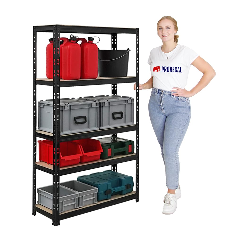 PROREGAL Mega Deal | 4X Étagère pour Charges Lourdes Apollo | HxLxP 150x90x30 cm | Charge Max. 175kg | Noir