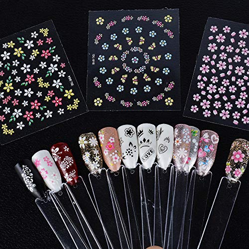 JNCH 90 Blatt Nagelsticker Aufkleber Fingernägel 3D Blumen Design Selbstklebend Tattoo Sticker Nail Art Tipp Maniküre… – Bild 7