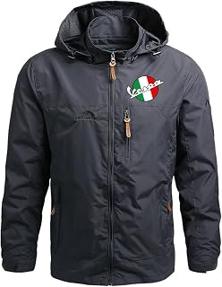 RILIPU Men's Softshell Hoodie Jacket Servizio Vespa Print Rain Jacket Workwear Outdoor Comfortable Work Waterproof Jackets Gift