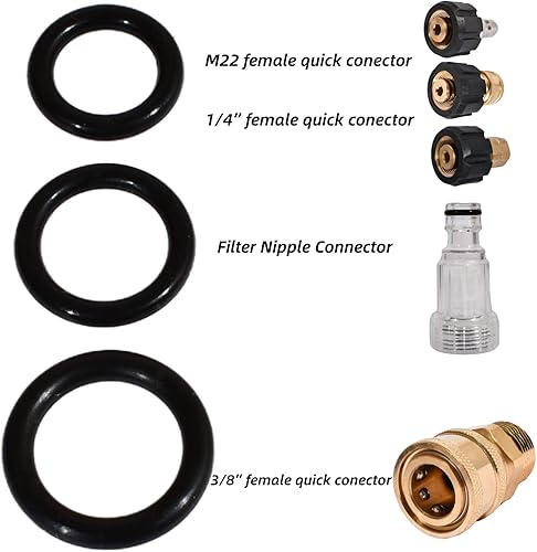 Miniatura 3 de Reemplazo de juntas tóricas para lavadora a presión para 14 pulgadas, 38 pulgadas, acoplador de conexión rápida M22 de alta temperatura, Viton FKM,
