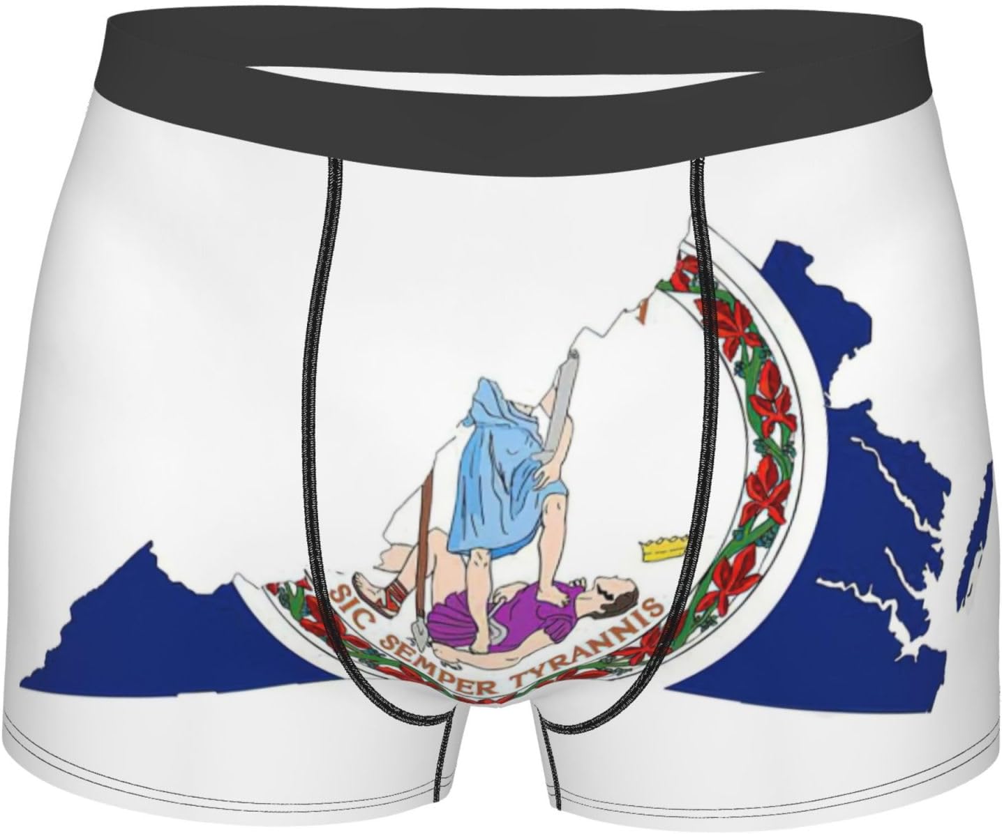 Virginia State Flag Map Print Boxers For Men–full Print Mens Underwear Boxer Briefs,Comfortable Boxers For Men