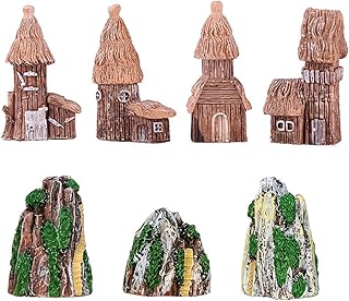 Opexicos 7Pcs Micro Landscape Accessories Resin Rockery and House Crafts Ornaments Sand Table Supplies Aquarium Accessories
