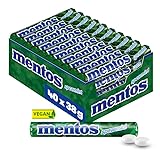Mentos Kaubonbons Spearmint, Dragees mit Spearmint-Geschmack für frischen Atem, Multipack, Bonbon Vorrats-Packung, Verkaufsdisplay (40 Rollen à 38)