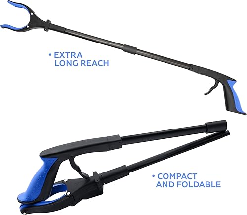 Miniatura 3 de Luxet - Herramienta de alcance plegable de aluminio de 32 pulgadas de largo, estantes de agarre fuerte, punta magnética con luz LED, ligera,