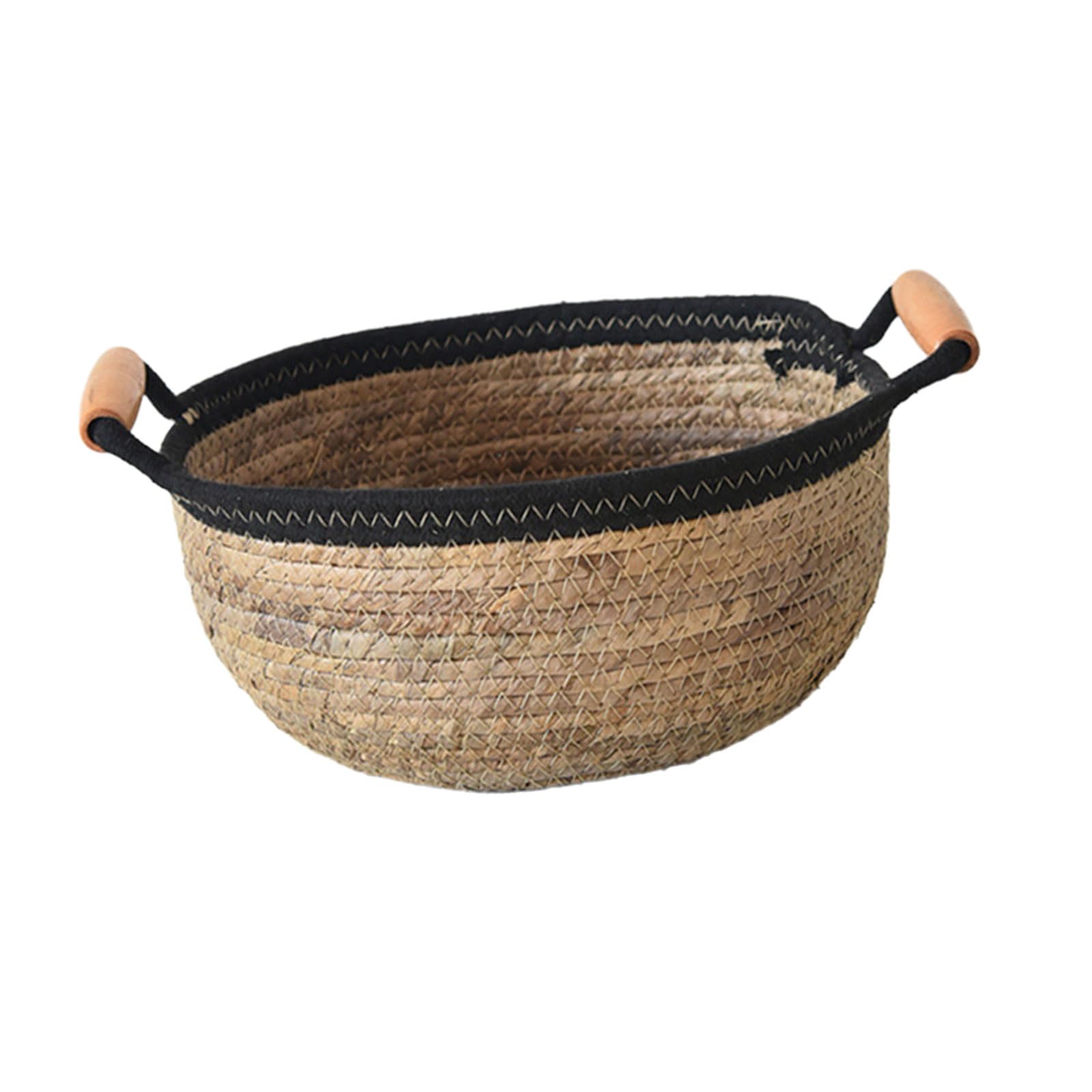 Elnwnnkc D Spacious Banana Rope Basket With Woo Handles Multifunctional Snacks Storage Bin Study Room Organiser For Students Large Capacity Storage
