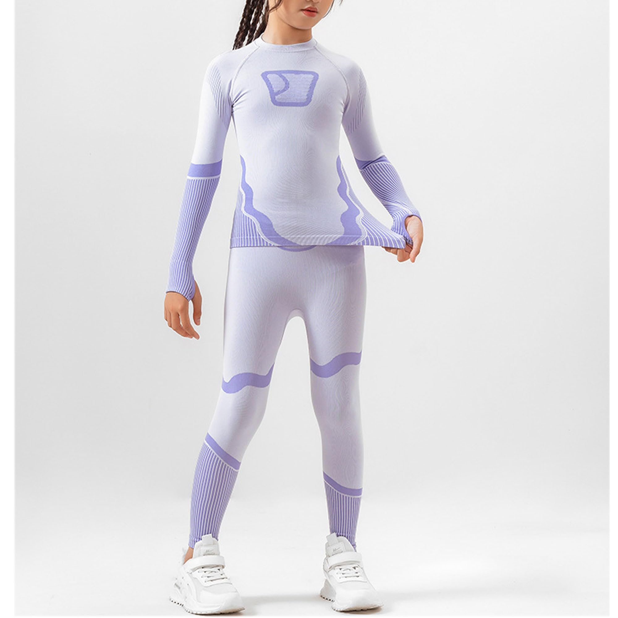 Bestgift Ropa interior térmica para niños y niñas, ropa interior deportiva de entrenamiento, traje de esquí de manga larga