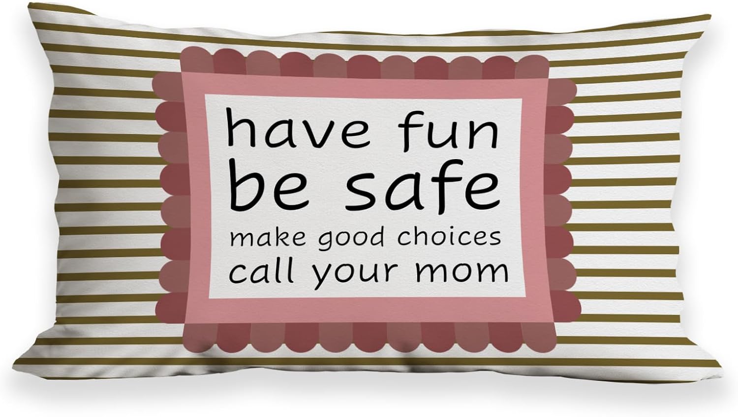 huester Funny Call Your Mom Striped Pillow Cover 12x20 Double-Sided
