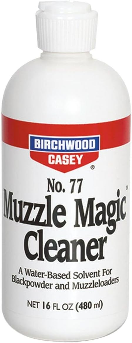 Birchwood Casey Muzzle Magic No.77 Gun Cleaner with Flip Top | Fast-Acting Water-Based Black Powder Solvent for Rust Prevention, 16oz Bottle