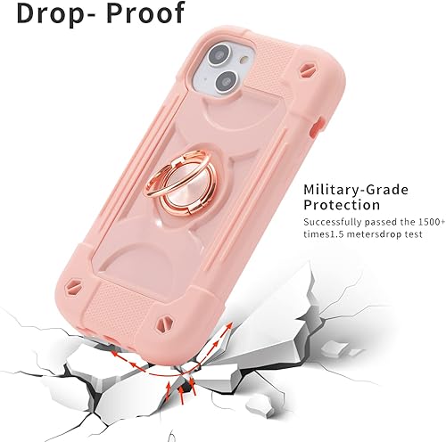 Miniatura 2 de MARKILL Funda compatible con iPhone 14 Plus de 6.7 pulgadas con soporte de anillo giratorio de 360 grados, protección contra caídas de grado