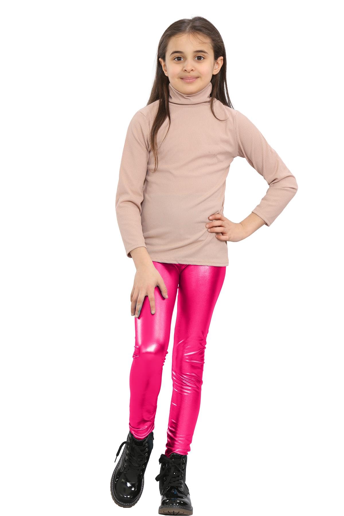 Pantalones para niña texturizados con baño de plata brillante y diseño metalizado cerise 3-4 años 8