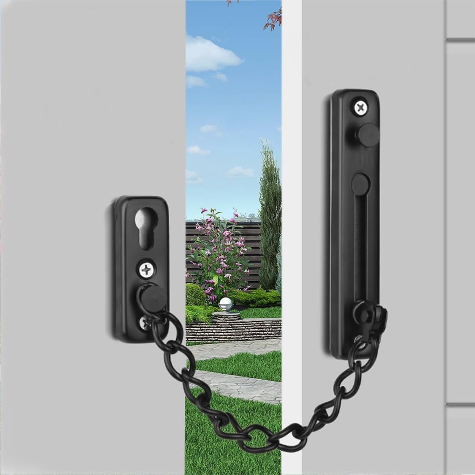 CyanCloud Door Chain Lock,Stainless Steel Door Guard,Security Chain Guard with Spring Anti Theft Press Lock,Heavy Duty Polished Door Latch with Screws for Home Safety