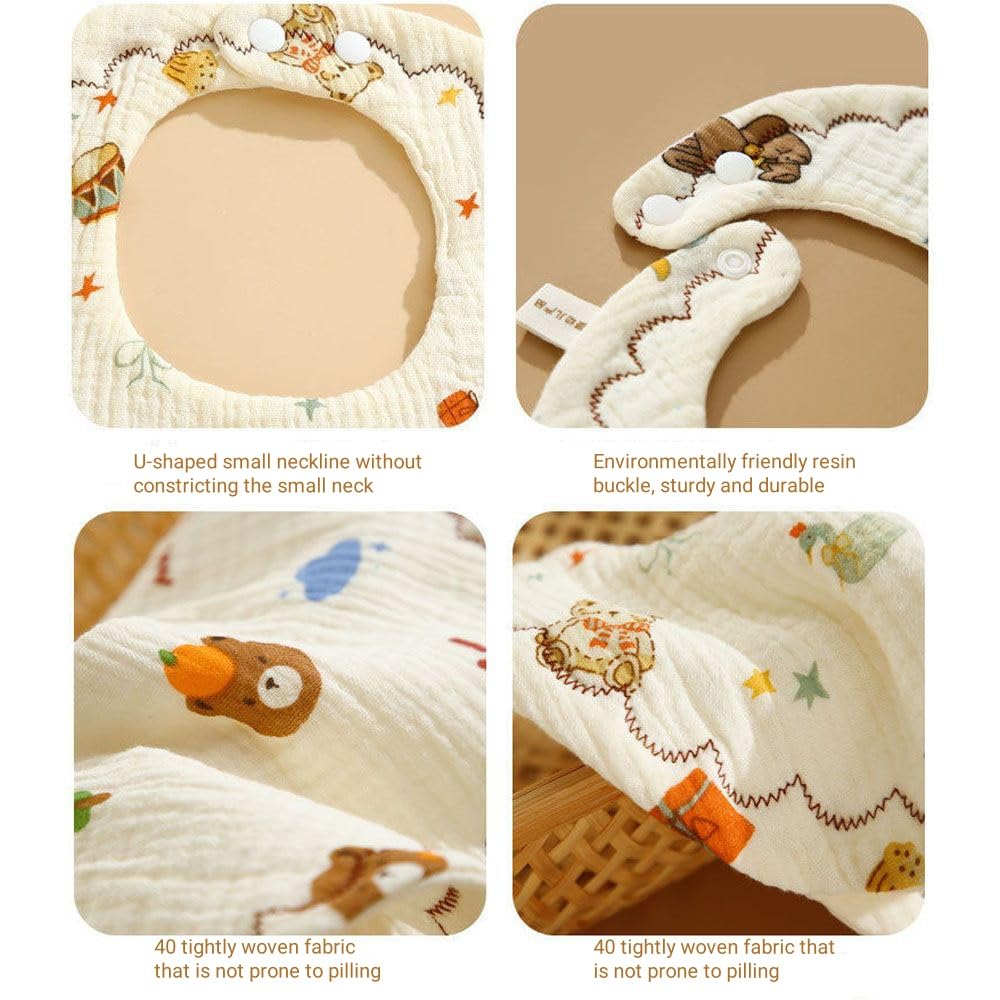 Oaygat 8 Packs Baby Bandana Dribble Bibs Drool Bibs 6 Layer Muslin Waterproof Newborn Feeding Bib Soft and Absorbent Bandana Bib with Adjustable Snaps Cotton Baby Infant Teething Bibb - Image 3