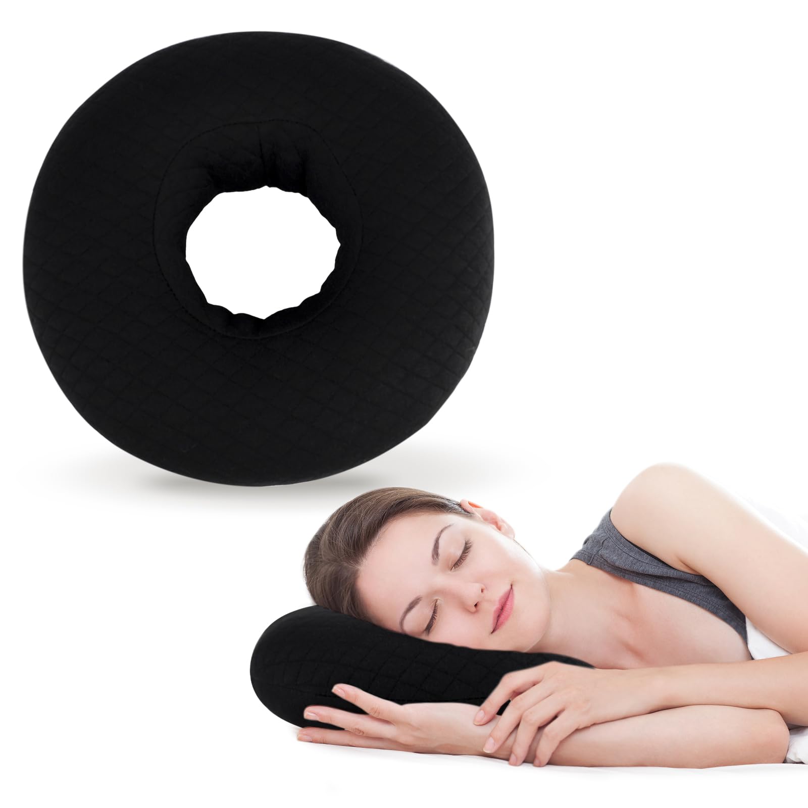 RoamReady Ear Piercing Pillow for Side Sleepers Ear Pillows with Holes for Pain Earring Inflammation Pressure Sores