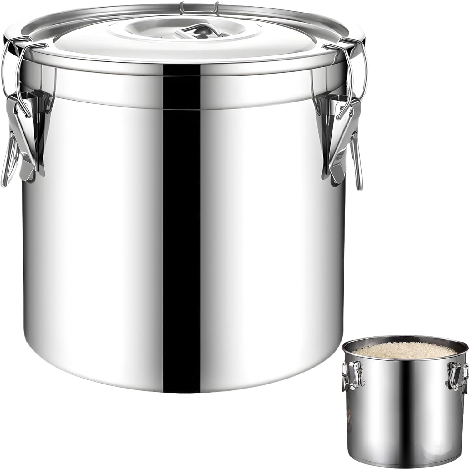 Stainless Steel Food Storage Containers, 6L Large Capacity Stainless Steel Bucket with Airtight Lid Storage Food for Flour, Grain, Coffee Bean, Rice Containers